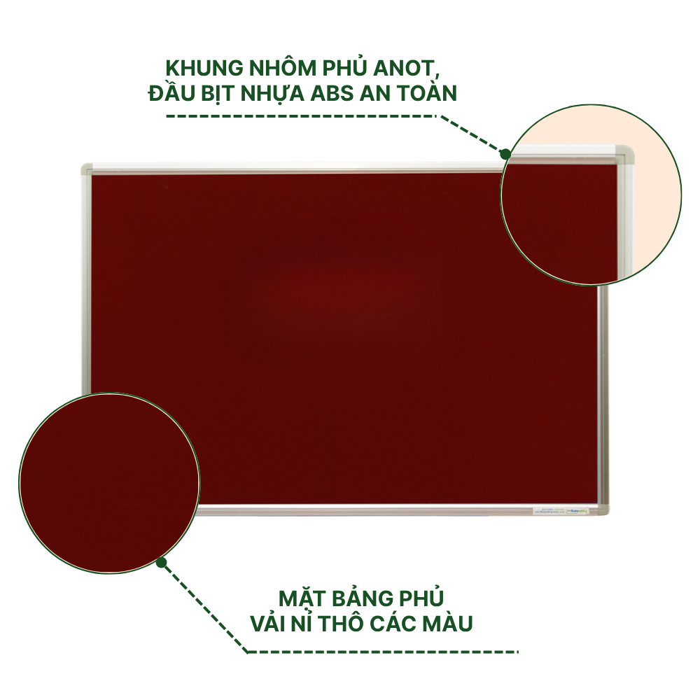 Bảng ghim nỉ màu đỏ đô treo tường