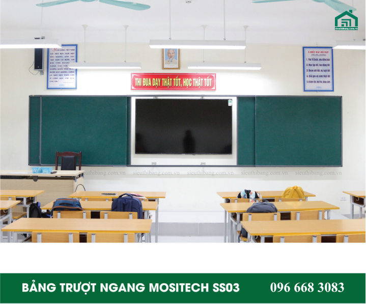 Hệ Bảng Trượt Ngang Liền Nguyên Khối MOSITECH SS03 (Cấu Hình Với Tivi)