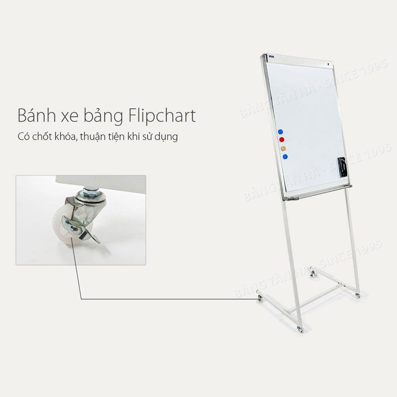 Bảng Flipchart Zebra - B&aacute;nh xe di chuyển tiện lợi